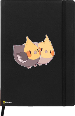 

Hamee A5 Notebook(Birds Theme Designer Printed Black Leather A5 Notebook - 200 pages, A5 size Bird Pair, Black)