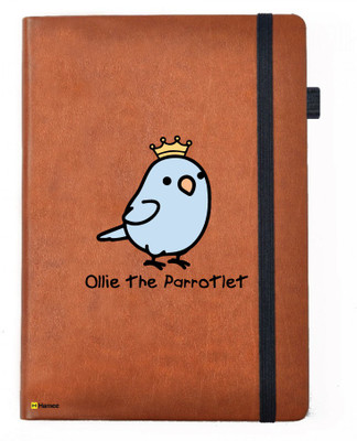 

Hamee A5 Notebook(Birds Theme Designer Printed Tan Brown Leather A5 Notebook - 200 pages, A5 size Ollie The Parrot, Brown)