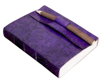 

Crafts A5 Diary(Embossed pencil handmade leather diary, Purple pencil diary)