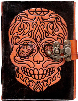 

Pranjals House A5 Journal(leather journal, black and orange)