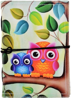 Hare Krishna Handicrafts Double Owl Print Canvas Print Journal Note book diary Regular Diary Unruled 200 Pages(Multicolor)