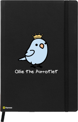 

Hamee A5 Notebook(Birds Theme Designer Printed Black Leather A5 Notebook - 200 pages, A5 size Ollie The Parrot, Black)