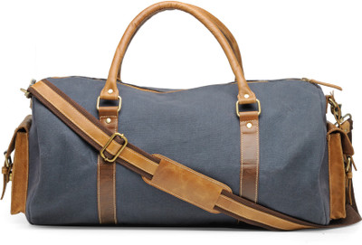 

The House of Tara (Expandable) Canvas and Genuine Leather Gym Travel Duffel Bag(Blue)
