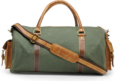 

The House of Tara (Expandable) Canvas and Genuine Leather Gym Travel Duffel Bag(Green)