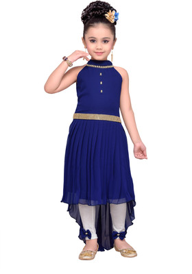 

Adiva Girls Midi/Knee Length Party Dress(Blue, Sleeveless, Navy blue