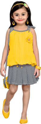 

Aarika Girls Festive & Party Top and Skirt Set(Yellow Pack of 1, Gold