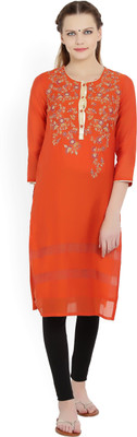 BIBA Women Embroidered Straight Kurta(Multicolor) BIBA Women Embroidered Straight Kurta(Multicolor)