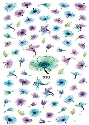 

ACUTAS Watercolor Flowers 3D Nail Art Stickers Manicure Marble Nail Design Stickers (018)(Multi Color)