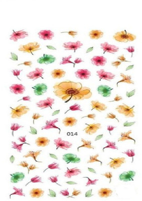 

ACUTAS Watercolor Flowers 3D Nail Art Stickers Manicure Marble Nail Design Stickers (Design 2)(Multi Color)