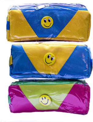 

Shopkooky Best quality Pouch Any 3 Color Smiley Pen Pencil Pouch Case Birthday Return Gift / Birthday Gift Art Artificial Leather Pencil Boxes(Set of 3, Multicolor)