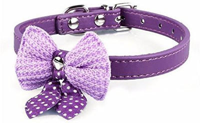 

Sollar's Knit Bowknot Leather Dog & Cat Everyday Collar(, Purple