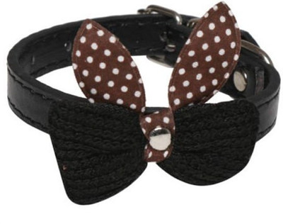 

Sollar's Imported Knit Bowknot leather Dog & Cat Everyday Collar(, Black