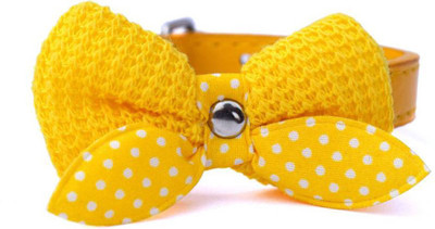 

Sollar's Imported Knit Bowknot Leather Puppy Dog & Cat Everyday Collar(, Yellow