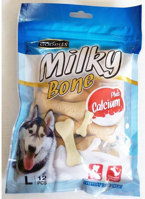 

Goodies Goodies Calcium Plus Milky Bone By Pawsitively Pet Care (Milk, 12 PCS) Milk Dog Treat(200 g)