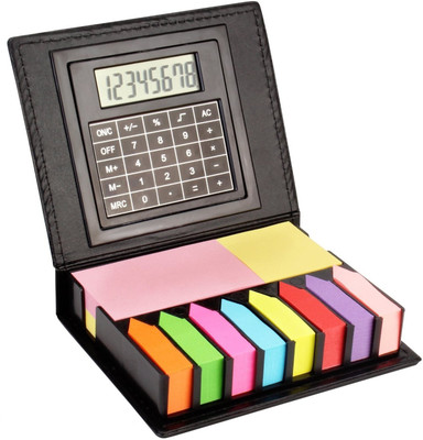 

7Trees Faux Leather Sticky Note Memo Pad Case 100 Sheets with Built-in Calculator, 10 Colors(Multicolor)