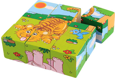 

Pigloo Colorful Wooden Block Picture Puzzle for Toddlers and Small Children (Animal Theme)(9 Pieces)