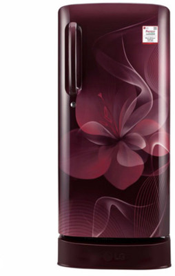 LG 190 L Direct Cool Single Door 3 Star Refrigerator with Base Drawer(Scarlet Dazzle, GL-D201ASDX)