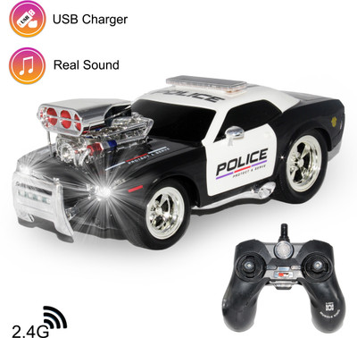 

Smiles Creation ™1:16 Scale Remote Control Police Car Light and Sound Toy for Kids(Black)