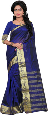

It's Banii Woven Maheshwari Handloom Silk Saree(Blue)