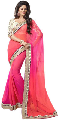 

Dancing Girl Solid Bollywood Chiffon Saree(Pink)