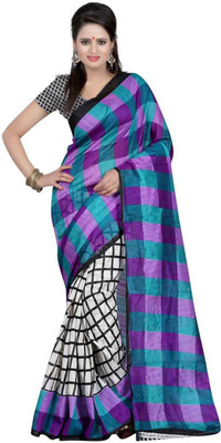 

Dancing Girl Printed Bollywood Art Silk Saree(Blue)