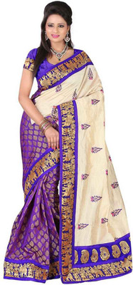 

Dancing Girl Embroidered Chanderi Chanderi Saree(Purple)
