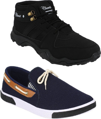 

Chevit Men's Combo Pack of 2 Casual Sneakers Shoes Casuals For Men(Multicolor, Black and blue