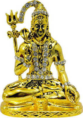

FABZONE Gold Plated With Stone Finish Lord Shiva Shanker Statue Hindu God Bholenath Sculputer Handicraft Car Dashboard Idol Shivratari,Diwali Decorative Spiritual Puja Vastu Showpiece Figurine - Religious Pooja Gift Item & Murti for Mandir / Temple / Home