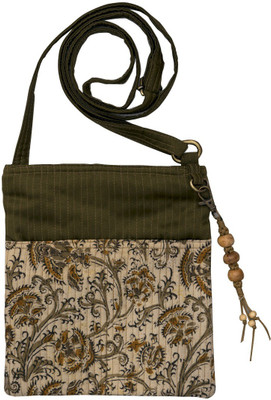 

Kalamkari Women Casual Green Cotton Sling Bag