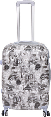 

PRAGEE POLYCARBONATE  INCHES PRINTED SUITCASE ( HARD SHELL) Check-in Luggage -  inch(Grey