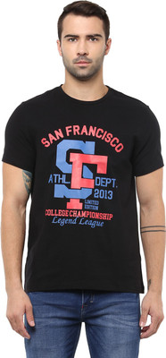 Yuvi Printed Men Round or Crew Black T-Shirt