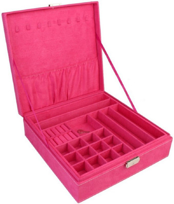 

BlushBees Twin Layer Velvet Jewelry Storage Box Organizer with Lock, 26 X 26 X 8.5cm, French Roses Vanity Box(Pink)