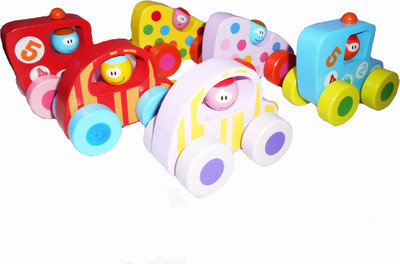 

Emob Colorful 24 Pieces Unbreakable Mini Wooden Cars with Family faces for kids(Multicolor)