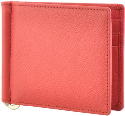 

MANDAVA Men Red Genuine Leather Money Clip(6 Card Slots)