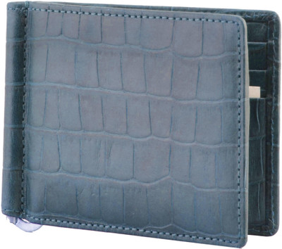 

MANDAVA Men Blue Genuine Leather Money Clip(6 Card Slots), Dark dlue
