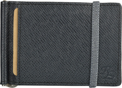 

RLE Men Blue Genuine Leather Money Clip(5 Card Slots), Navy blue