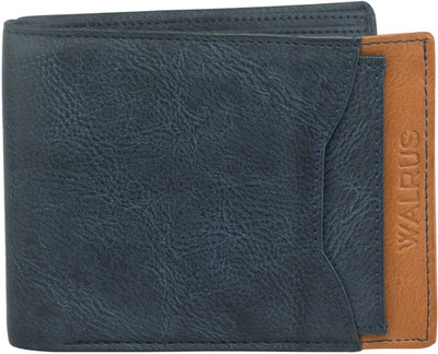 

Walrus Men Multicolor Genuine Leather Wallet(10 Card Slots), Blue & tan