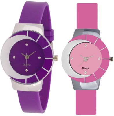 KNACK White purple different design beautiful watch with pink and white multicolor and attractive glass glory Watch  - For Girls   Watches  (KNACK)