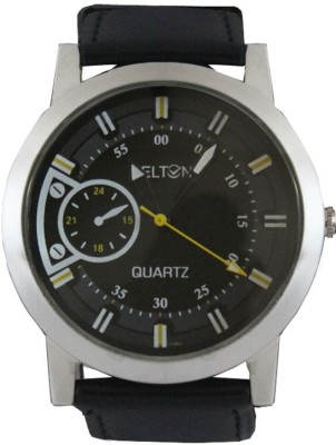 Rich & Famous Look Black Leather Belt Silver Colour Round Slim Dial DELTON Watch  - For Men   Watches  (Rich & Famous)