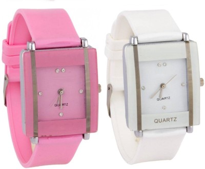 KNACK Pink and White square shape simple and professional women Watch  - For Girls   Watches  (KNACK)