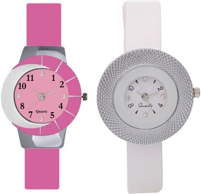 KNACK Pink and white multicolor glass fancy glory and white glory round beautiful techture on dial Watch  - For Girls   Watches  (KNACK)