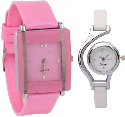 KNACK Pink square shape simple and professional glory and glory round different shape white women Watch  - For Girls   Watches  (KNACK)
