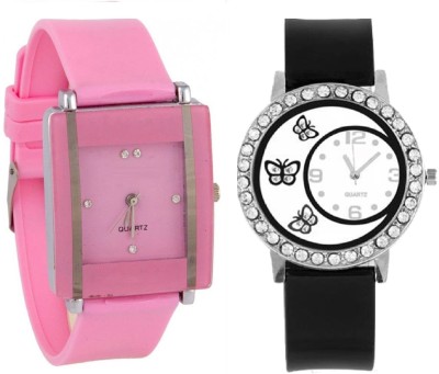 KNACK Pink square shape simple and professional glory and black butterfly crystals studded beautiful and fancy women Watch  - For Girls   Watches  (KNACK)