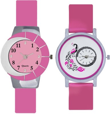 KNACK Pink and white multicolor glass fancy glory and pink glory designer and beatiful peacock fancy women Watch  - For Girls   Watches  (KNACK)