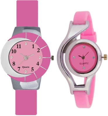 KNACK Pink and white multicolor glass fancy glory and glory round different shape pink women Watch  - For Girls   Watches  (KNACK)