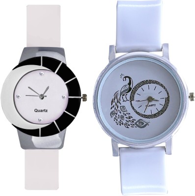 KNACK Black white different design beautiful with white glory designer and beatiful peacock fancy women Watch  - For Girls   Watches  (KNACK)