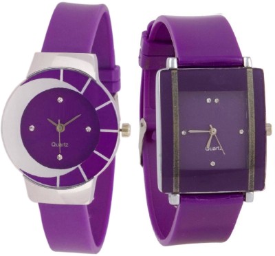 KNACK White purple different design beautiful watch with Purple square shape simple and professional women Watch  - For Girls   Watches  (KNACK)