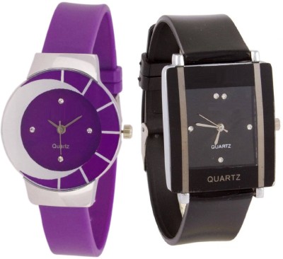 KNACK White purple different design beautiful watch with Black square shape simple and professional women Watch  - For Girls   Watches  (KNACK)