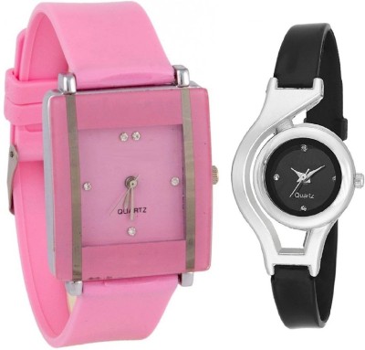 KNACK Pink square shape simple and professional glory and glory round different shape black women Watch  - For Girls   Watches  (KNACK)