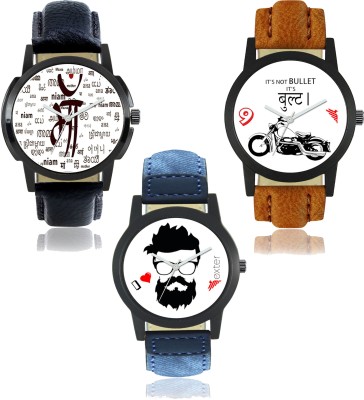 Shivam Retail FX-M-401-406-407 Foxter Attractive Dial Color And Designer Leather Strap Limited Adition Pack of 3 Watch  - For Men   Watches  (Shivam Retail)